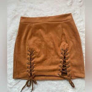 Size small Faux Suede, high waisted skirt.